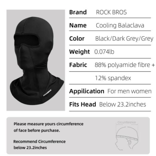 ROCKBROS balaclava balaclava huvudhuva dam herr UPF50+ sommar/vår