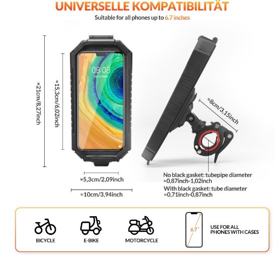 ROCKBROS hållare mobiltelefonhållare cykel motorcykel universal 360° vattentät