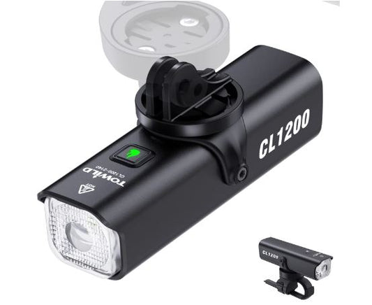 TOWILD CL1200 Garmin/GoPro Mount kompatibel 1200 4000mAh batteri Vattentät cykelljus för pendlare