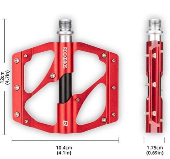 ROCKBROS 2020-12B cykelpedaler MTB aluminium 9/16 tum svart/röd