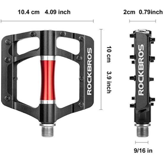 ROCKBROS 2020-12C cykelpedaler MTB 9/16 tums aluminiumlegering