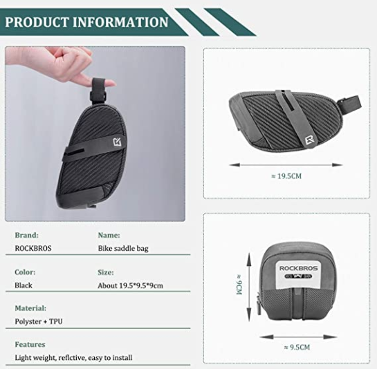 ROCKBROS B74 sadelväskor cykelstolsväska med bakljushållare svart