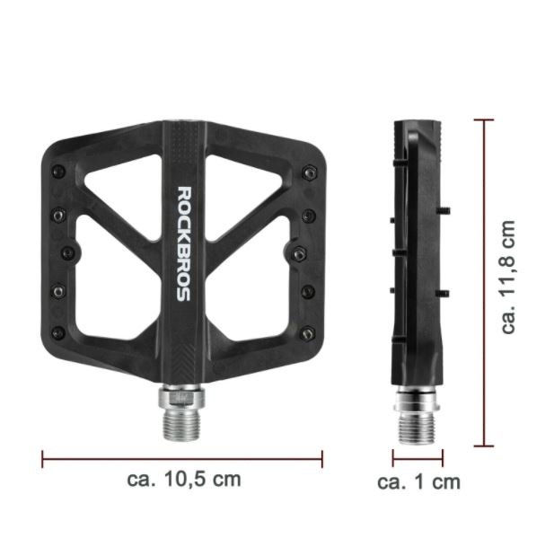 ROCKBROS Cykel Nylon Pedaler Halkfria MTB Flat Pedaler 9/16 tum 3 tätade lager