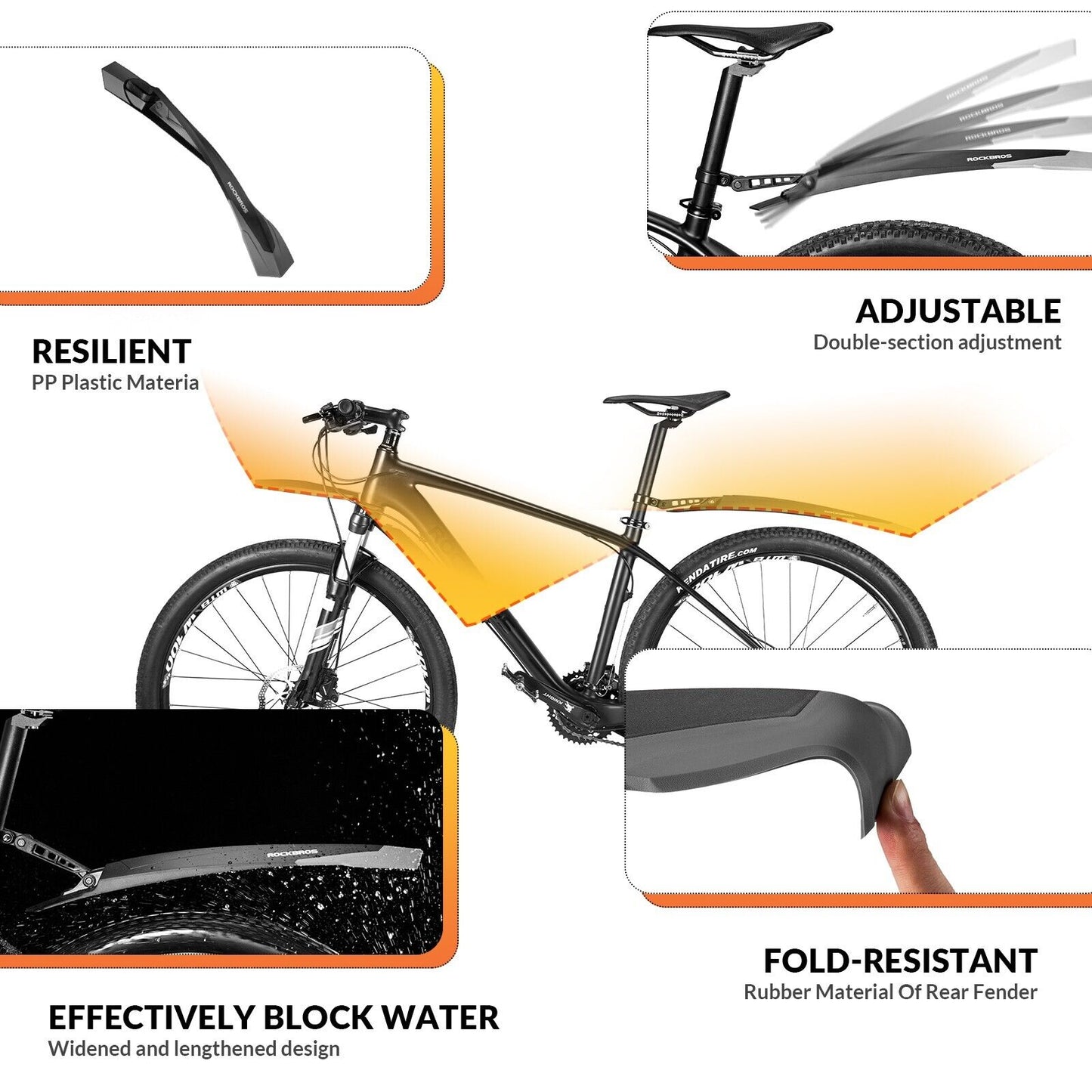 ROCKBROS cykel stänkskärm set stänkskärm 26/27,5/28 tum MTB cykel stänkskärm