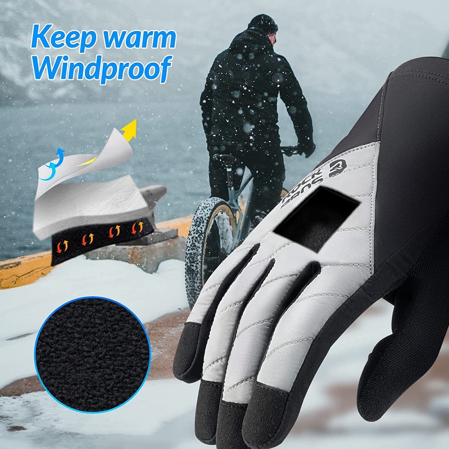 ROCKBROS Vintercykelhandskar Handskar Pekskärm Warm Thermal Sport