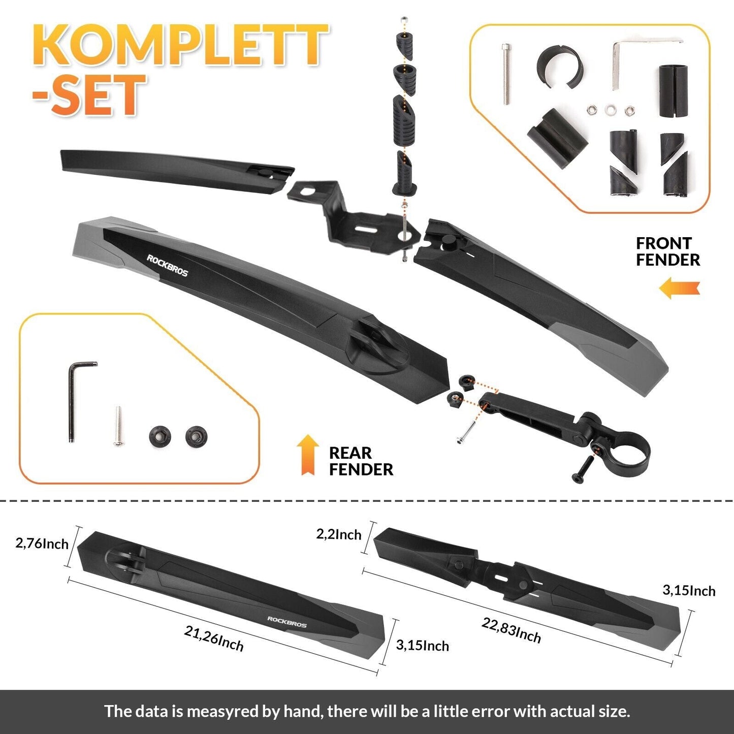 ROCKBROS cykel stänkskärm set stänkskärm 26/27,5/28 tum MTB cykel stänkskärm