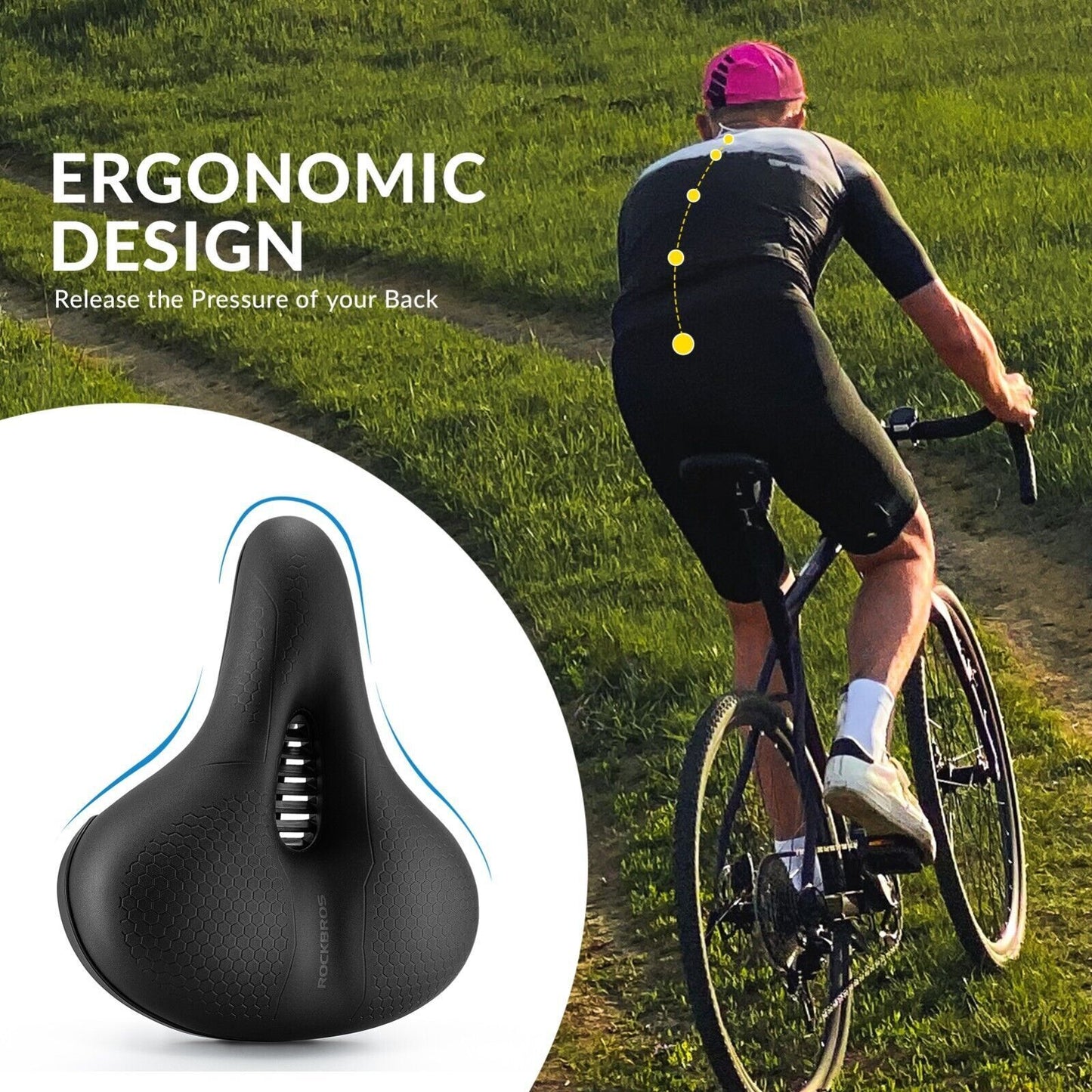 ROCKBROS Cykelsadel Cykelsadel Cykelsits Memory Foam Bekväm Ergonomisk